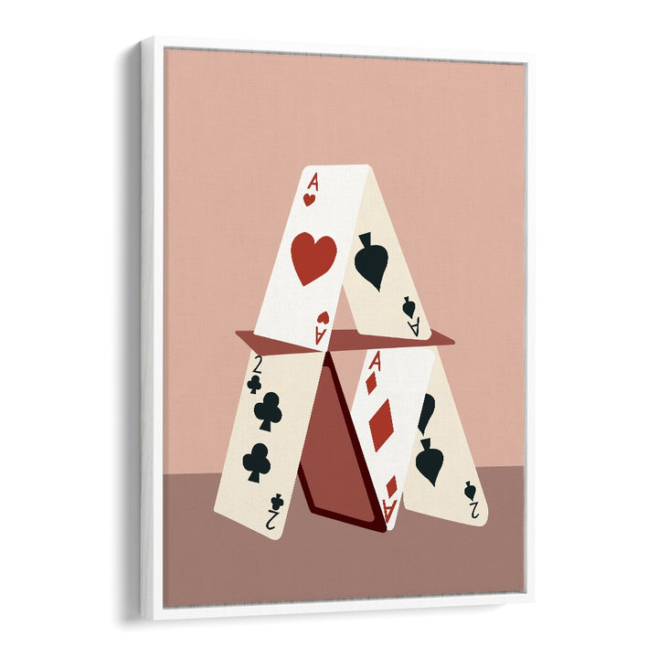 A HOUSE MADE OF CARDS, GAMING POSTERS by Uma Gokhale showcases a unique card house design in a stylish floater frame.