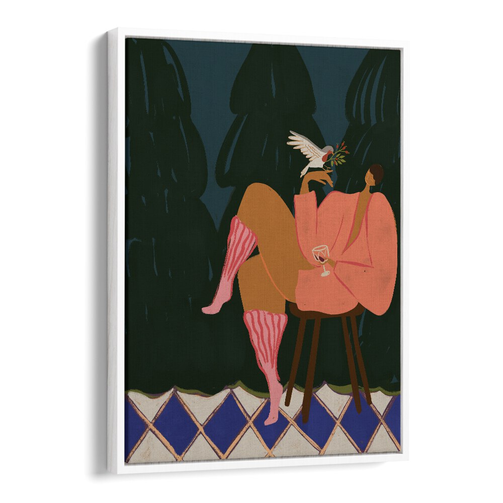 Brightly colored wall art titled "A LIL BIRDY TOLD ME , PORTRAITS" by Arty Guava, perfect for modern decor.