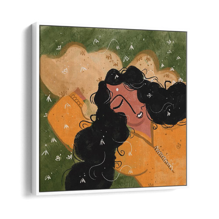 A Peaceful Day By Shreya Roy Chowdary, Indian Art Paintings Artwork in White Floater Frame
