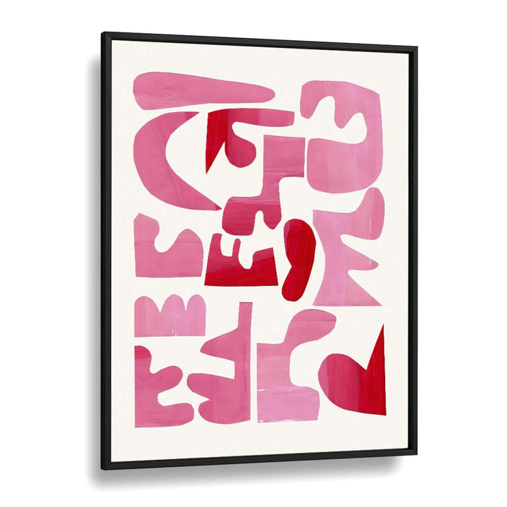 A Pink Puzzle, Fashion Posters by Ejaaz Haniff, featuring elegant pink and red abstract artwork in a black frame.