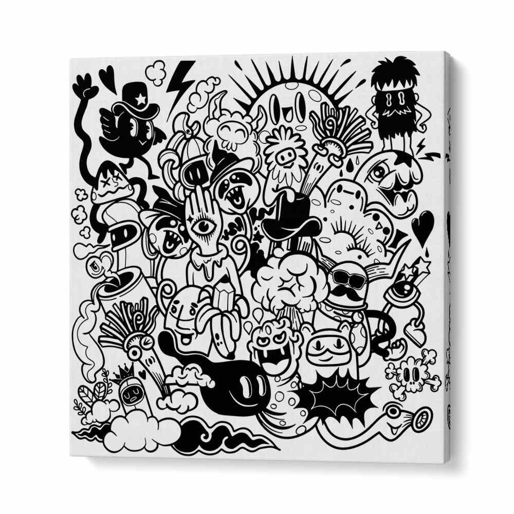 Vibrant A SUNNY DAY, DOODLE ART PAINTINGS filled with whimsical imagery to brighten any space and inspire joy.