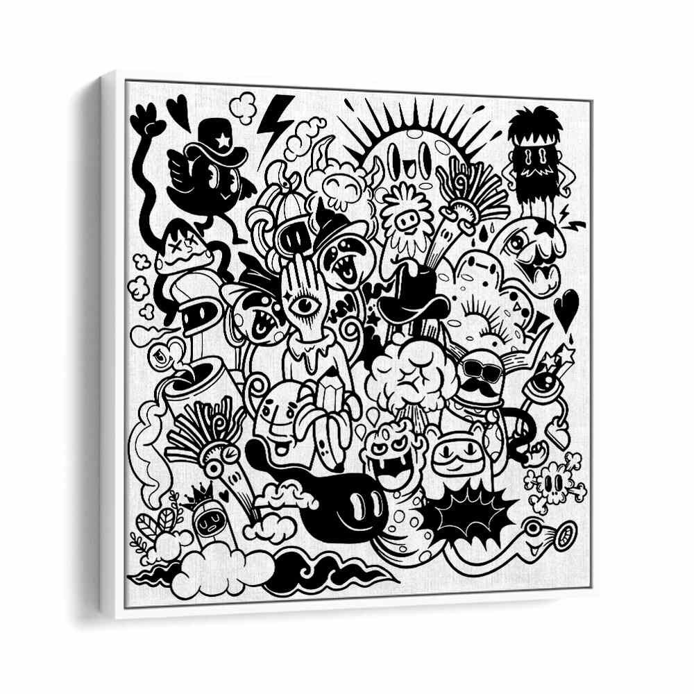 Whimsical doodles capture joy in A SUNNY DAY, DOODLE ART PAINTINGS, perfect for brightening any space.