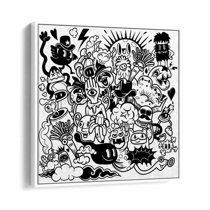 Whimsical doodles capture joy in A SUNNY DAY, DOODLE ART PAINTINGS, perfect for brightening any space.