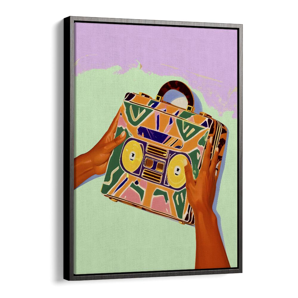 A vibrant fashion poster, "A Suitcase Full of Memories," by Uma Gokhale, celebrating nostalgia and style.