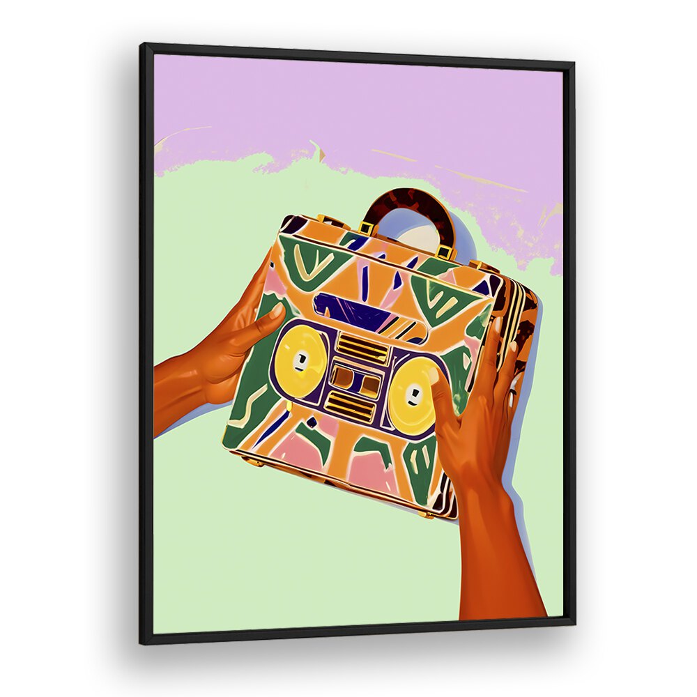 Colorful fashion poster "A SUITCASE FULL OF MEMORIES" by Uma Gokhale, perfect for stylish home decor.