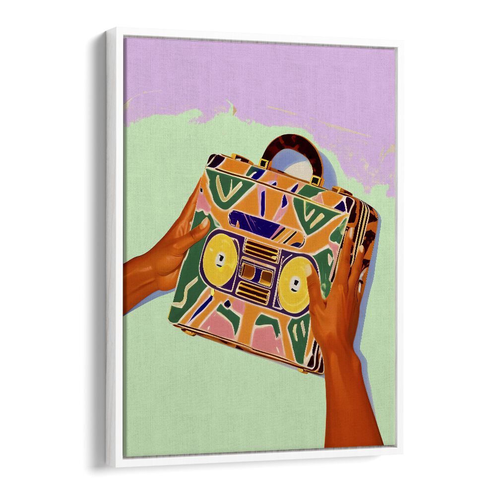 “A SUITCASE FULL OF MEMORIES, FASHION POSTERS” by Uma Gokhale captures nostalgia with vibrant, artistic flair.