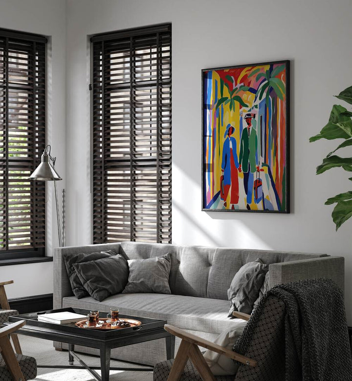 Colorful scene featuring "A WITNESS TO YOUR LIFE, ART PRINTS" by Uma Gokhale, enhancing modern home decor.