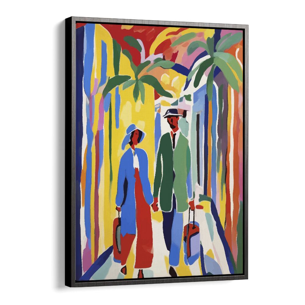 Vibrant scene featuring a couple in a colorful setting, showcasing A WITNESS TO YOUR LIFE, ART PRINTS by Uma Gokhale.