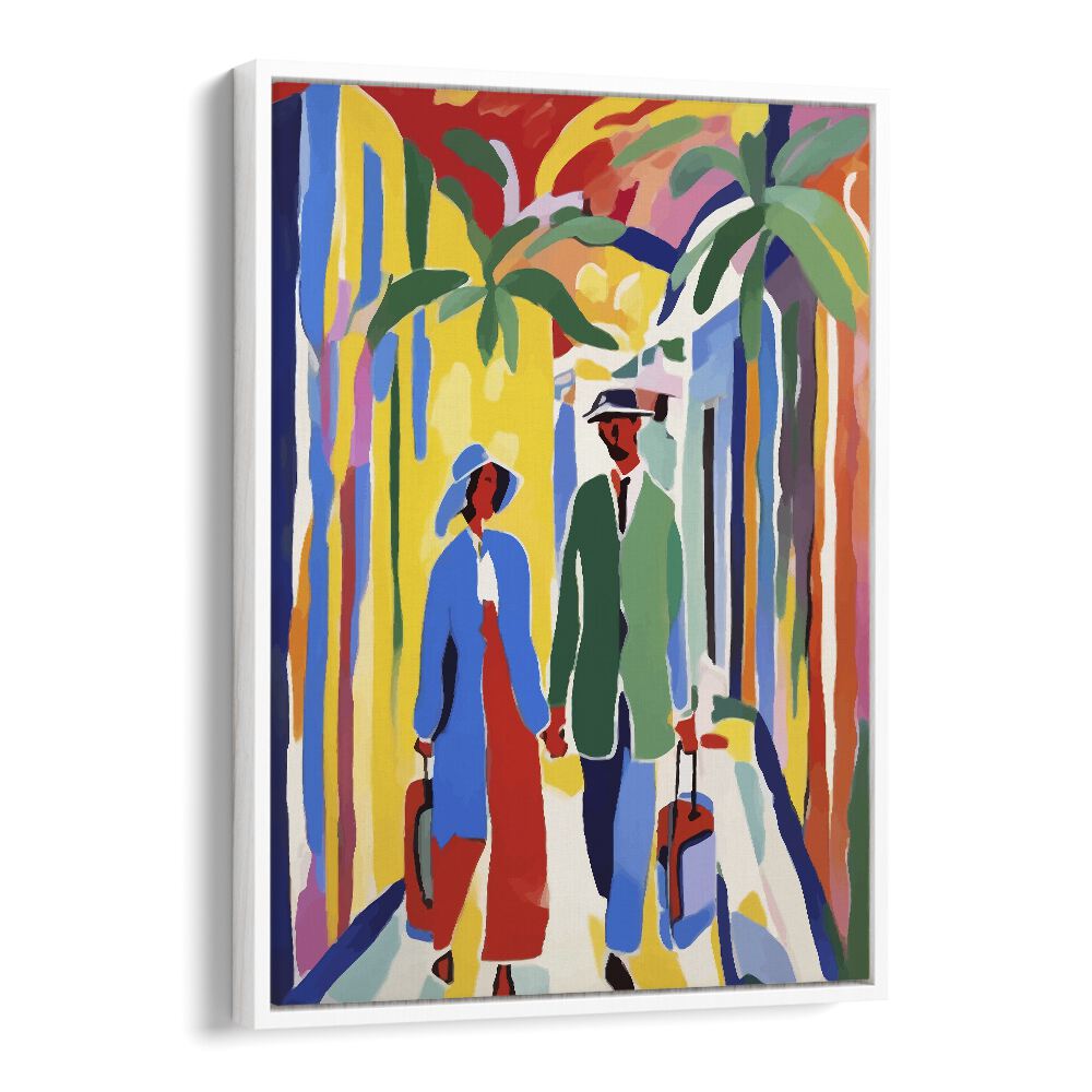Colorful art print “A WITNESS TO YOUR LIFE, ART PRINTS” by Uma Gokhale features a couple in a vibrant setting.