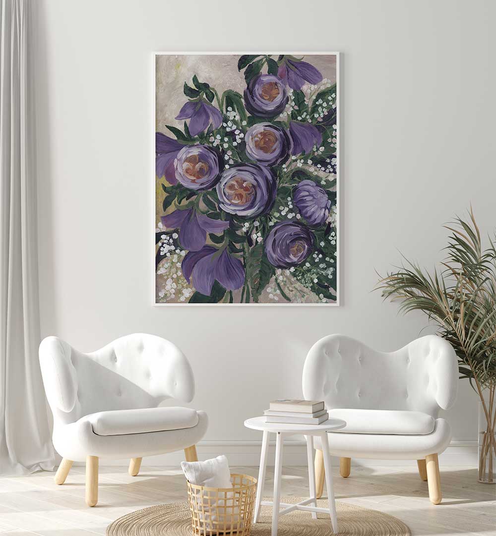 AALIYAH PAINTERLY ENGLISH ROSES , FLORAL FLOWER PAINTINGS