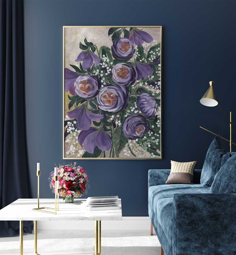 AALIYAH PAINTERLY ENGLISH ROSES , FLORAL FLOWER PAINTINGS