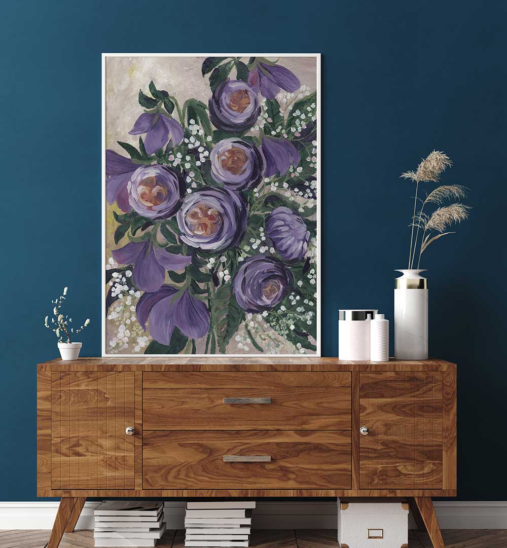 AALIYAH PAINTERLY ENGLISH ROSES , FLORAL FLOWER PAINTINGS