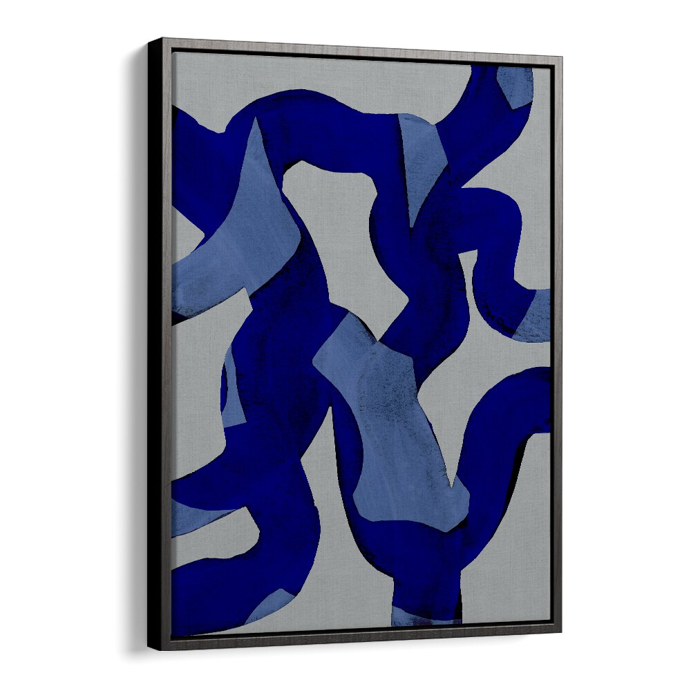 Abstract Brush Strokes Blue Tide By Mareike Bohmer Abstract Art Artwork in Black Floater Frame