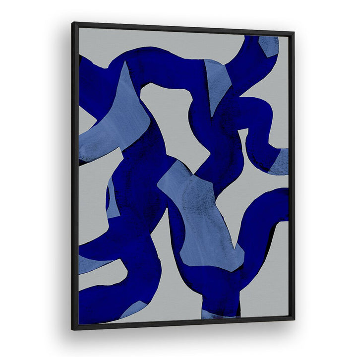 Abstract Brush Strokes Blue Tide By Mareike Bohmer Abstract art Artwork in Black Plain Frame