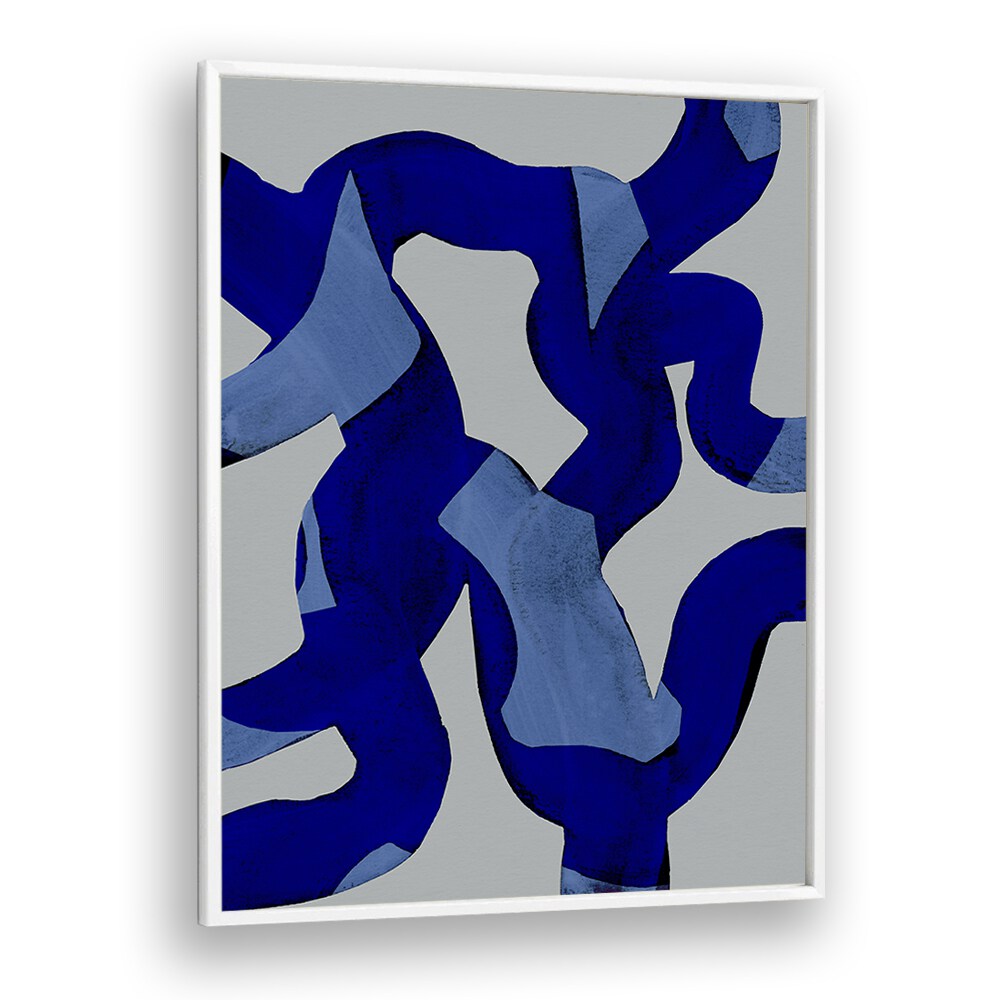 Abstract Brush Strokes Blue Tide By Mareike Bohmer Abstract art Artwork in White Plain Frame