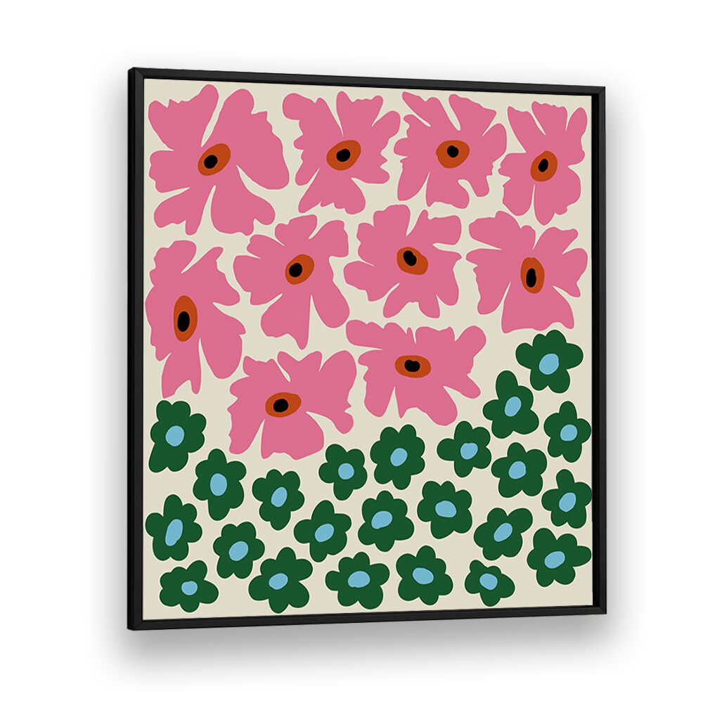 Abstract Floral V, Botanical Art Paintings Artwork in Black Plain Frame