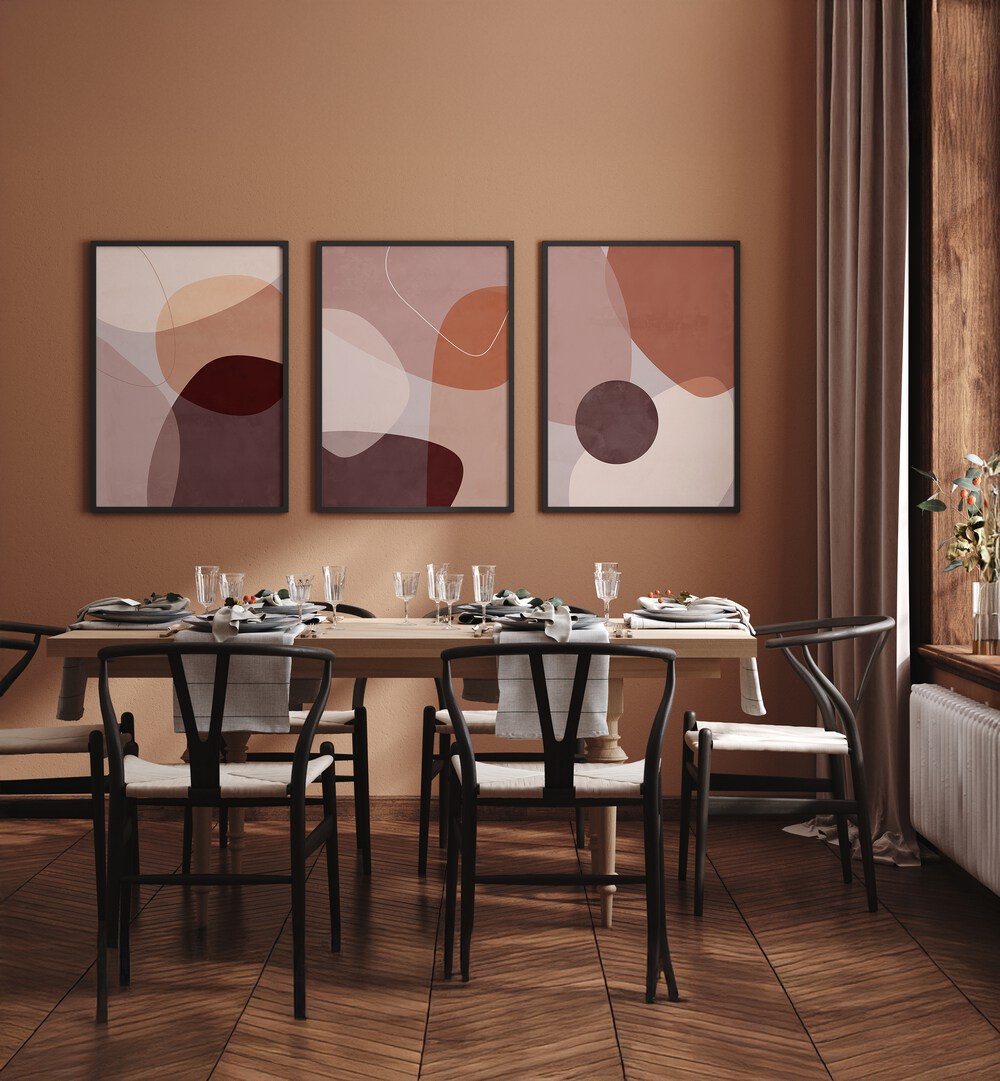 Enhance your decor with the ABSTRACT MOCHA MIRAGE SET, SET OF 3 PAINTINGS, perfect for modern living spaces.