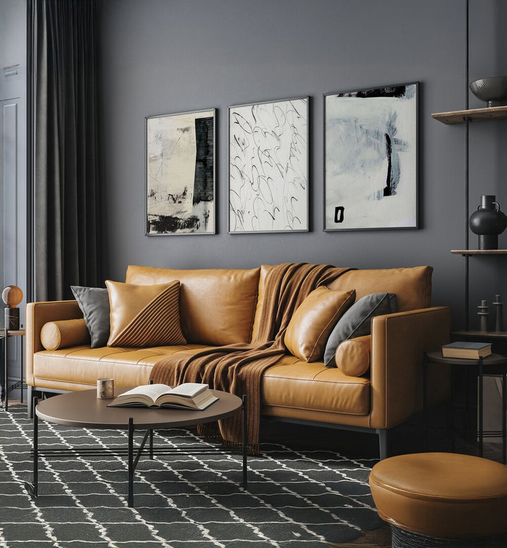 Elevate your space with the ABSTRACT MOVEMENT SET, SET OF 3 PAINTINGS, showcasing modern art's dynamic essence.