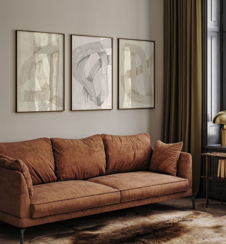 Transform your space with the ABSTRACT SOPHISTICATED INTERSECTIONS SET, SET OF 3 PAINTINGS, showcasing modern elegance.