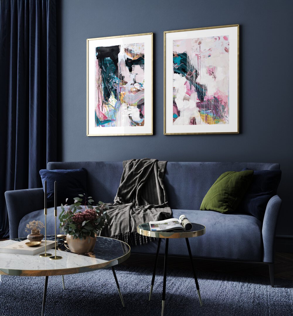 Elevate your decor with ABSTRACT STATEMENT STROKES, SET OF 2 PAINTINGS, featuring bold brushstrokes and vibrant colors.