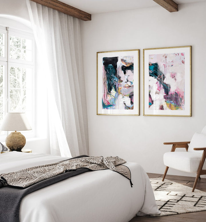 Enhance your decor with the ABSTRACT STATEMENT STROKES, SET OF 2 PAINTINGS, showcasing vibrant, dynamic brushstrokes.