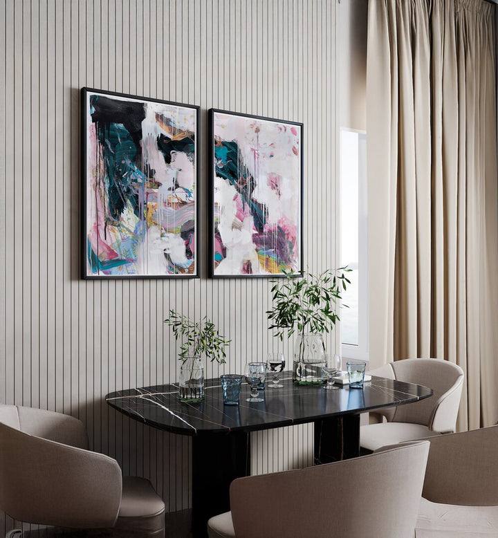 Transform your space with ABSTRACT STATEMENT STROKES, SET OF 2 PAINTINGS featuring vibrant, dynamic brushstrokes.