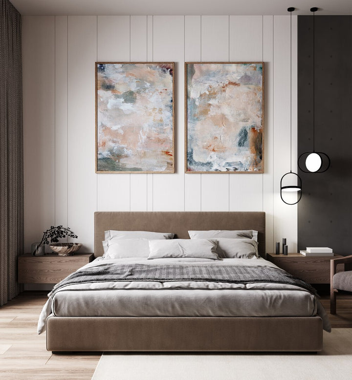 Elevate your decor with the ADJUSTMENT AND ALIGNMENT SET, SET OF 2 PAINTINGS, perfect for modern interiors.