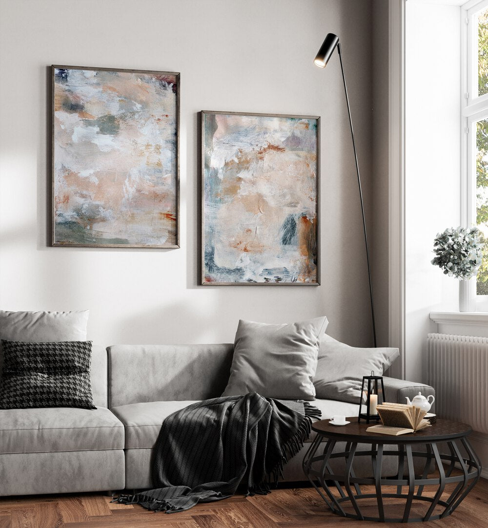 Enhance your decor with the ADJUSTMENT AND ALIGNMENT SET, SET OF 2 PAINTINGS for a harmonious modern interior.