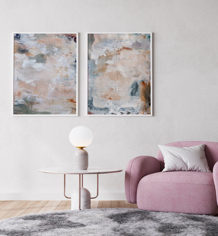 Enhance your decor with the ADJUSTMENT AND ALIGNMENT SET, SET OF 2 PAINTINGS, perfect for modern interiors.