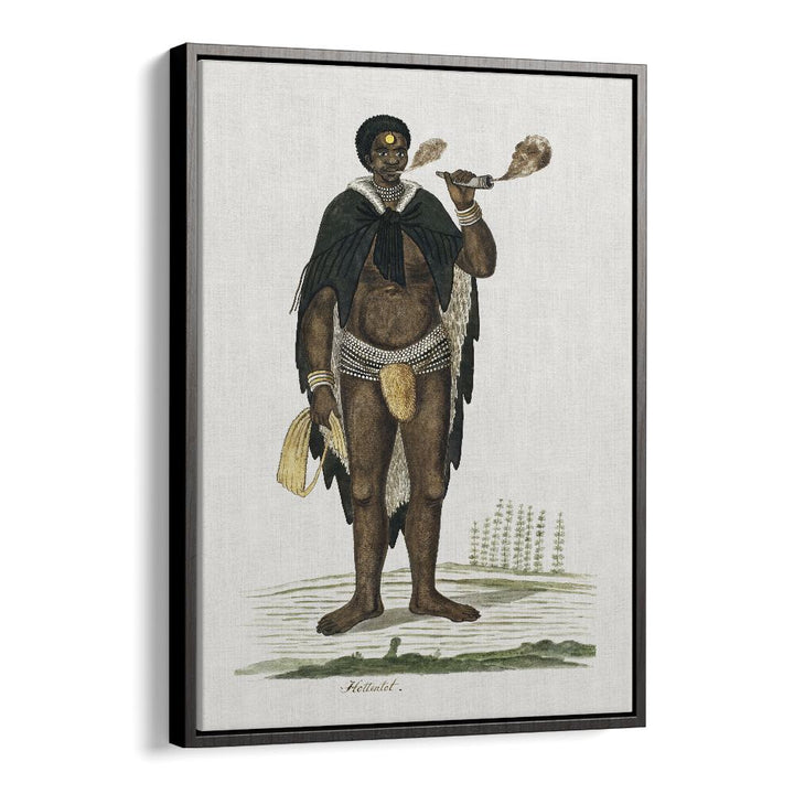 Captivating AFRICAN TRIBAL, AFRICAN ART PAINTINGS featuring a Khoikhoi man smoking a pipe by Robert Jacob Gor.
