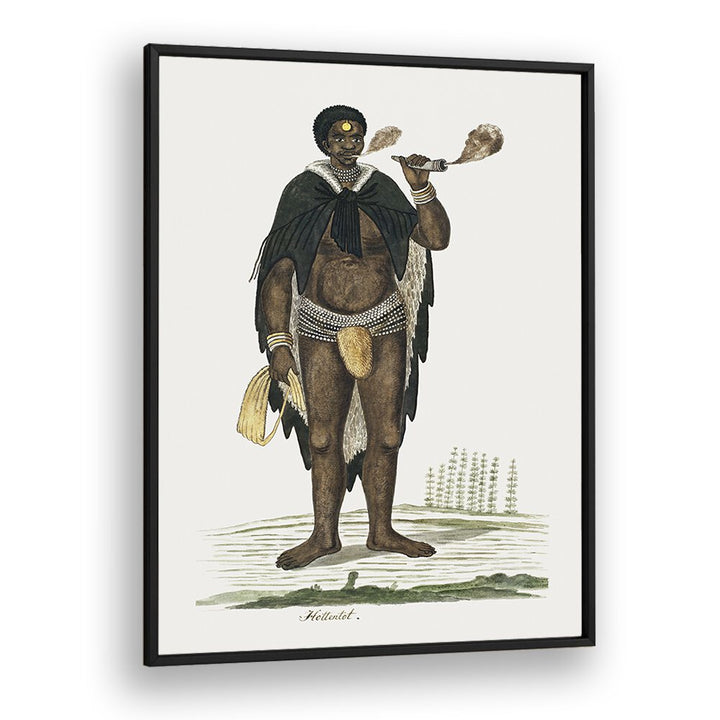 Explore AFRICAN TRIBAL, AFRICAN ART PAINTINGS featuring a Khoikhoi man smoking a pipe, beautifully framed for your space.