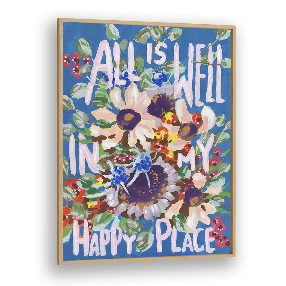 All Is Well    By Ania Zwara Botanical Flower Paintings Artwork in Oak Wood Plain Frame