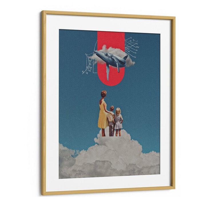 Transform your space with ALOHA WHALE, SURREAL ART PRINTS by Space Rocket Art, featuring a whimsical whale and family scene.