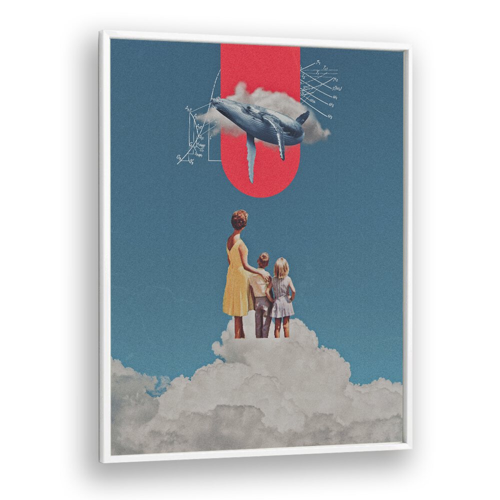 Aloha Whale, surreal art prints by Space Rocket Art, transform your space with enchanting and imaginative designs.