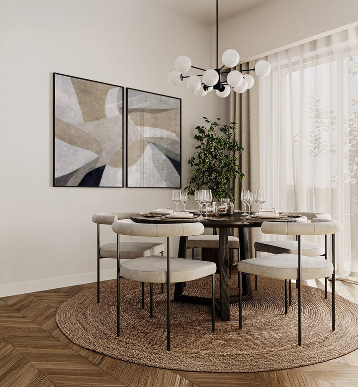 Transform your space with the ALPINE MINIMAL ABSTRACT SET, SET OF 2 PAINTINGS, featuring serene organic shapes.