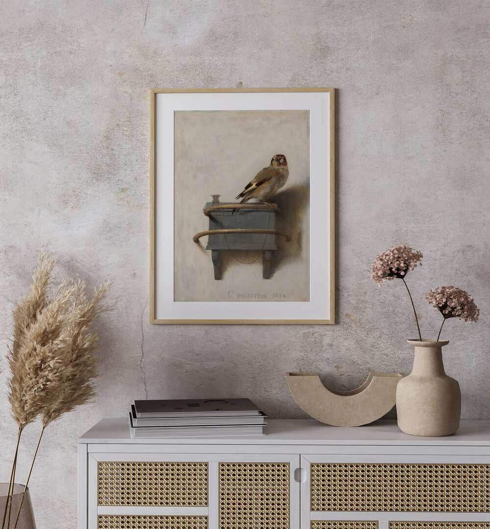 Explore the elegance of ALTIN ISPINOZ TABLOSU (1654) VINTAGE PAINTINGS, showcasing a goldfinch on a charming background.