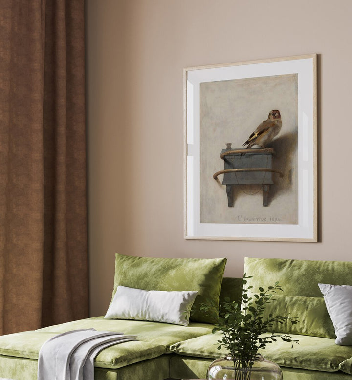 Discover the elegance of ALTIN ISPINOZ TABLOSU (1654) VINTAGE PAINTINGS, featuring a striking bird artwork by Carel Fabritius.