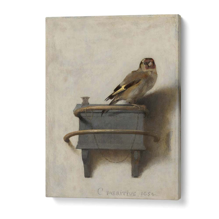 ALTIN ISPINOZ TABLOSU (1654) VINTAGE PAINTINGS showcases a delicate goldfinch perched on a simple pedestal.