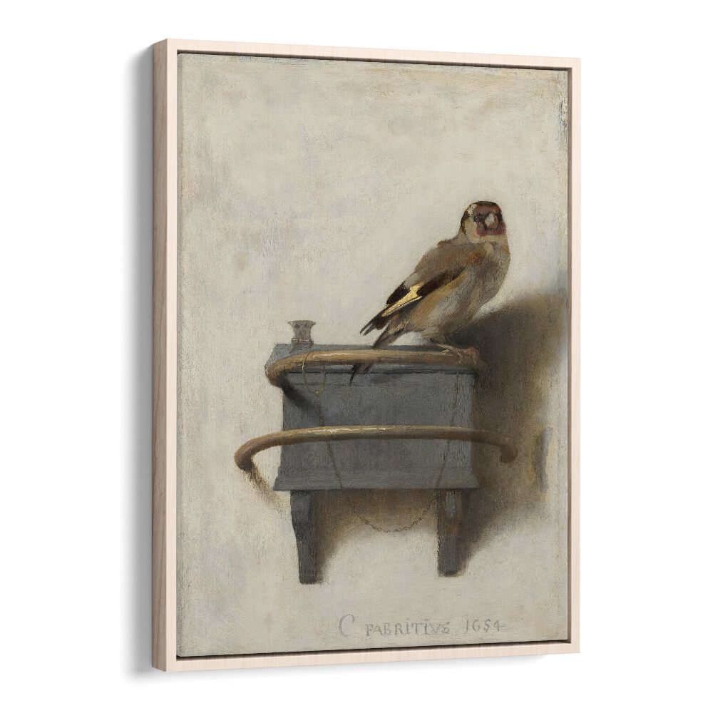 Stunning ALTIN ISPINOZ TABLOSU (1654) VINTAGE PAINTINGS featuring a goldfinch perched on an elegant wooden frame.