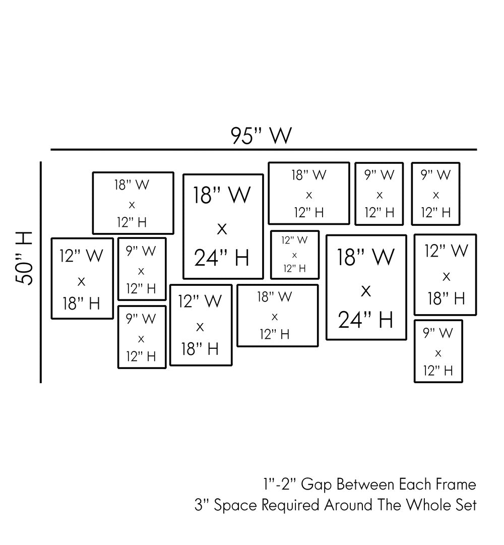 Stylish layout guide for the AMERICAN GALLERY WALL, perfect for creating stunning GALLERY WALLS in any space.