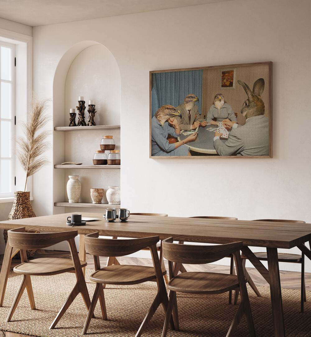 Surreal art print "ANIMAL RUMMY" by Vertigo Artography transforms your space with whimsical elegance.
