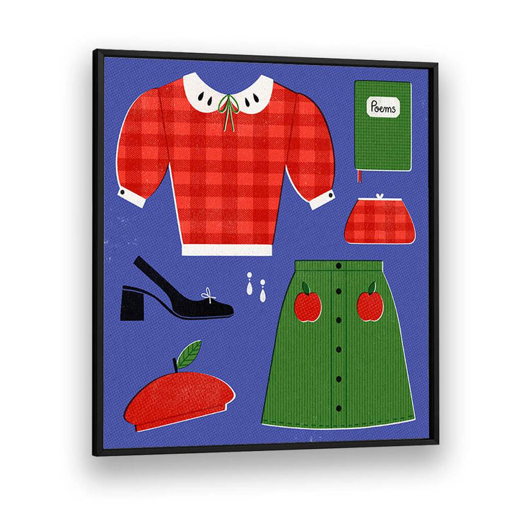 Stylish APPLE, FASHION POSTERS featuring vibrant outfits and accessories by Julia Leister. Perfect for chic decor.