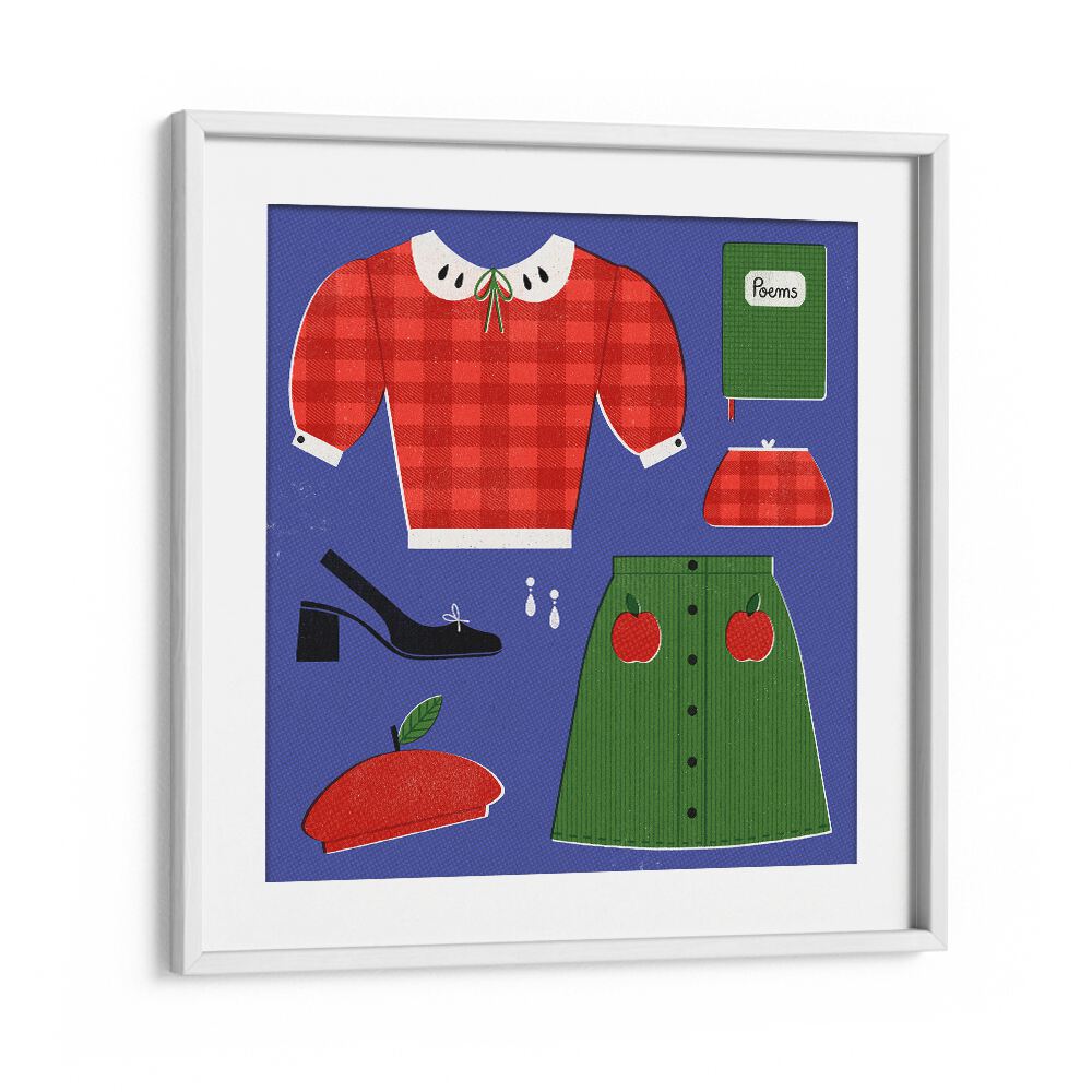 Stylish APPLE, FASHION POSTERS featuring vibrant clothing designs by Julia Leister, perfect for any chic decor.