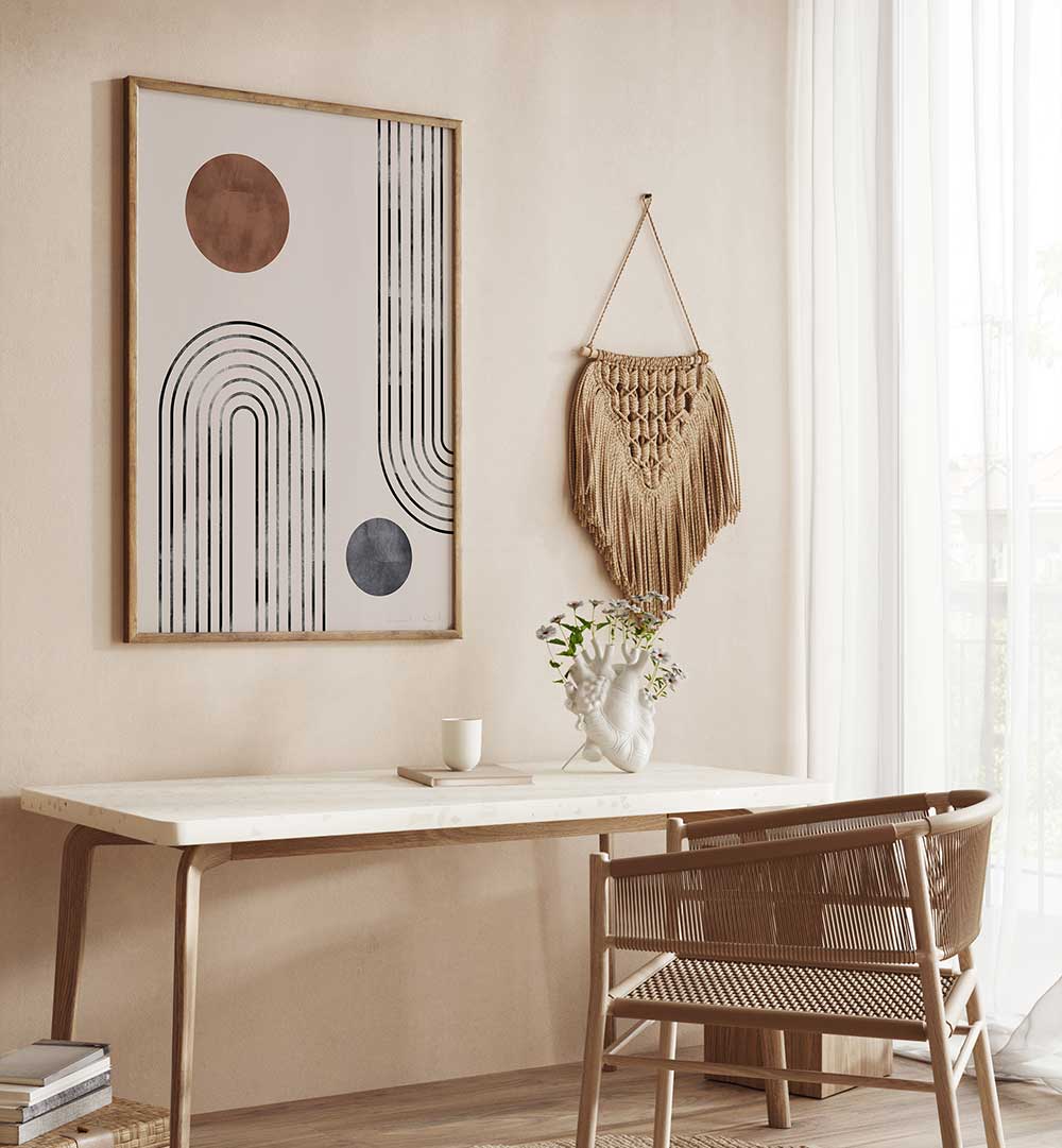 Stylish interior featuring ARCHS AND BUDS, BOHO ART PAINTINGS, perfect for a contemporary aesthetic.