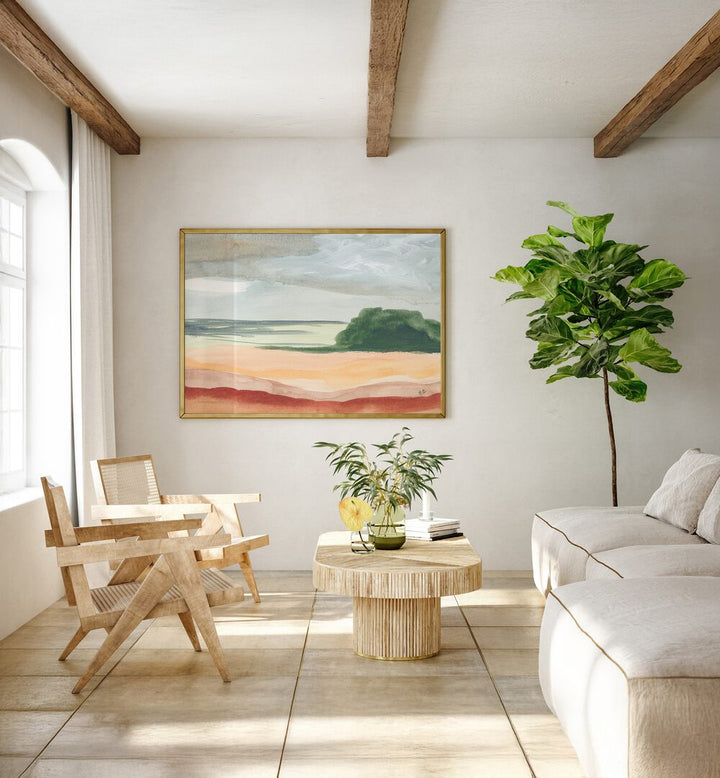 Elevate your space with ARID LAND II, unique landscape paintings showcasing warm tones and textures of arid landscapes.