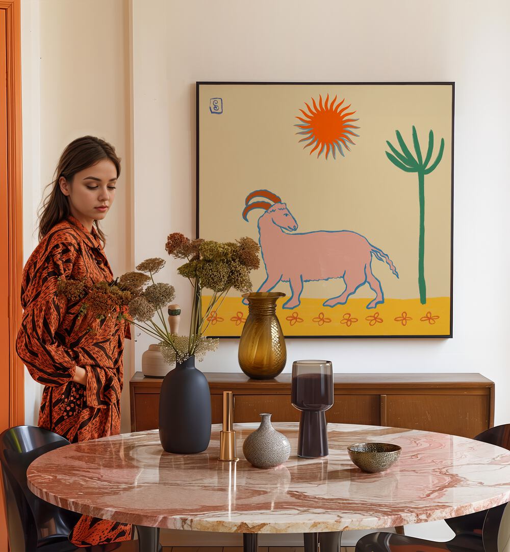 Stylish ARIES III, ZODIAC poster enhances your space with elegance and astrological charm in this inviting setting.