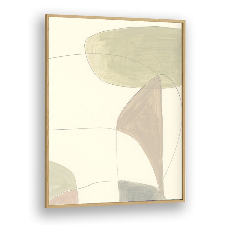 Stunning "AROUND, ABSTRACT PAINTINGS" by Dan Hobday, featuring soft colors in a minimalist oak frame for elegant decor.