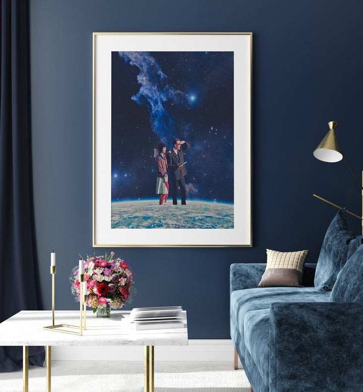 Stunning ARRIVAL, SURREAL ART PRINTS showcasing a cosmic journey, perfect for any contemporary art collection.