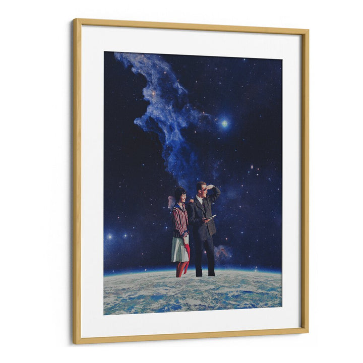 Explore the cosmos with ARRIVAL, SURREAL ART PRINTS by Space Rocket Art in an elegant oak wood frame.