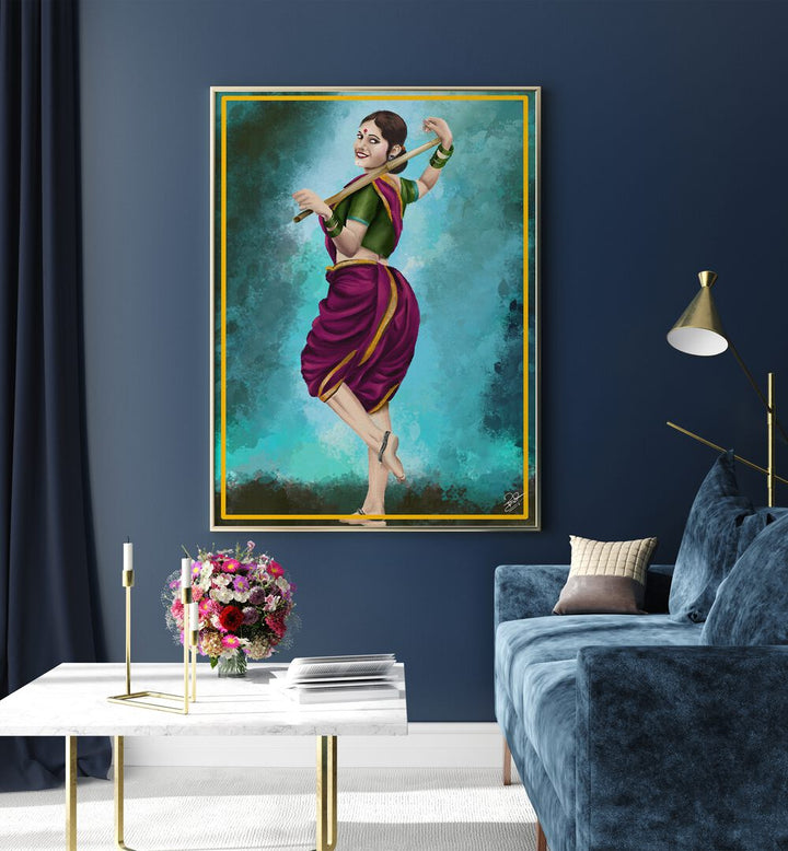 Vibrant GRACE IN MOTION, INDIAN ART PAINTINGS capture joy and elegance through a dancing woman in full color.